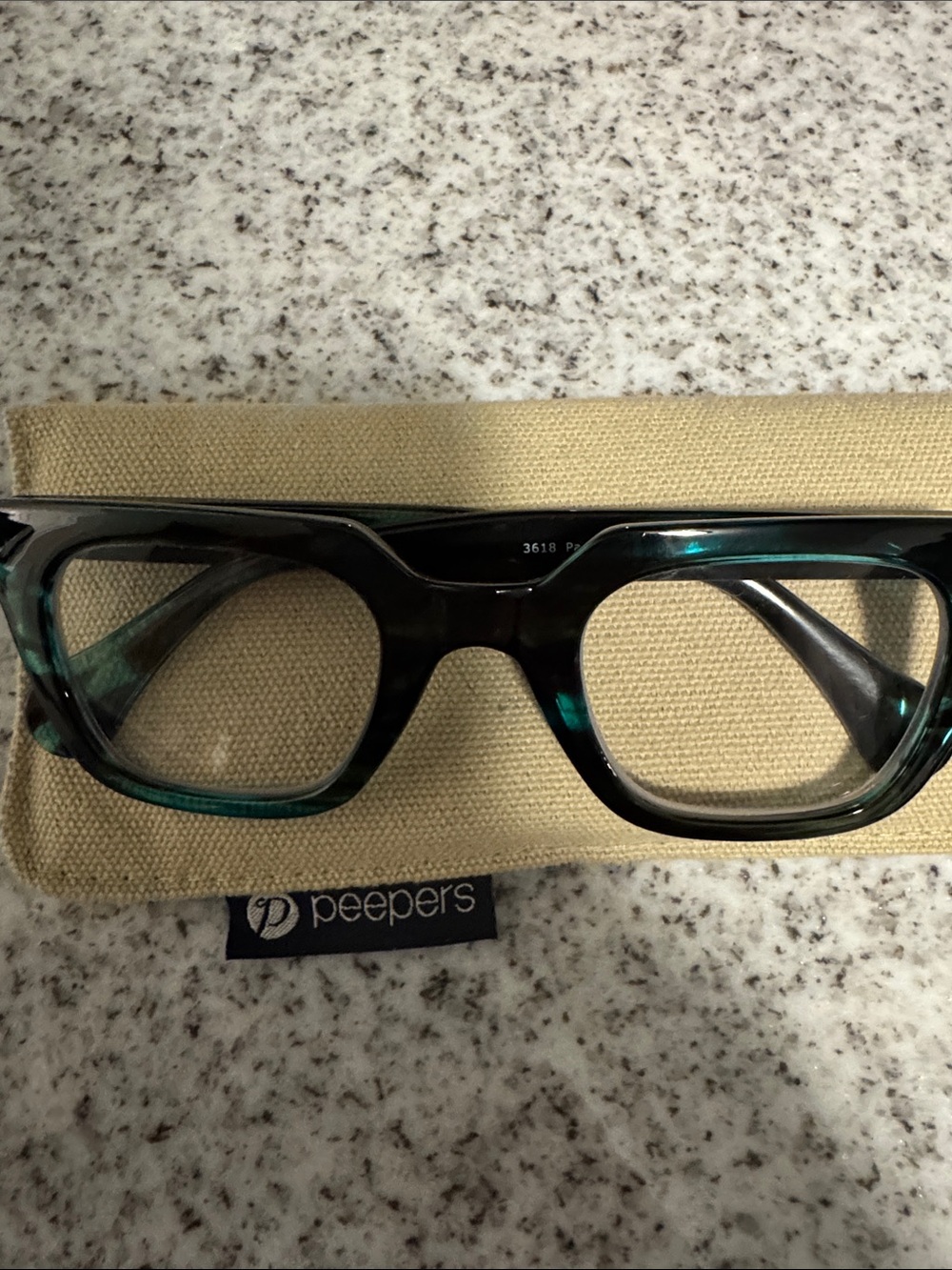 Peepers Teal Black Reading Glasses - Classic Rectangular Frame +1.00